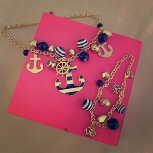 Anchor Necklace and Bracelet Set